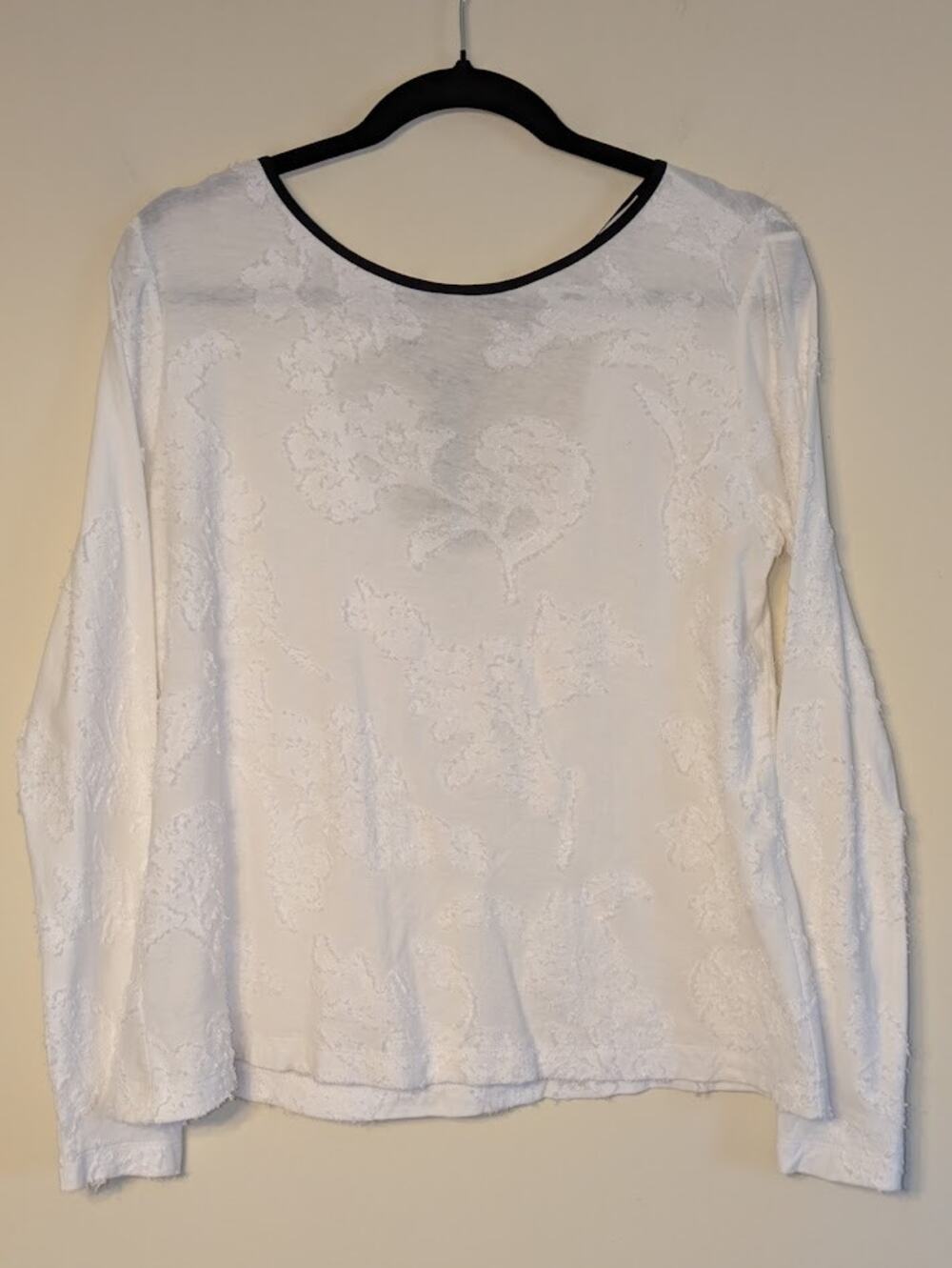 Ann Taylor LOFT Women's Size Small Clip Dot Bow Back Top Black White Textured